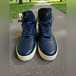 Men's Navy High-Top Sneakers with Cream Sole